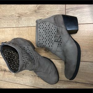 Gray Buckled Booties